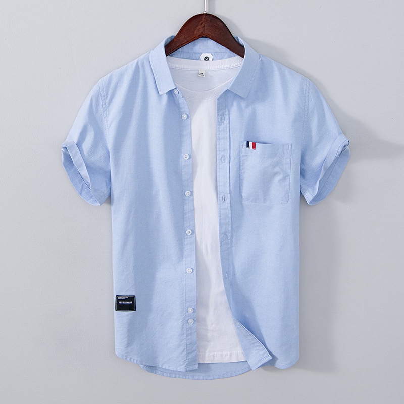 Men's linen shirt short sleeve with fashion chest pockets Store NA