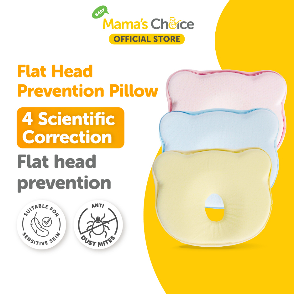 Mama's Choice Flat Head Prevention Pillow (Head shaping organic memory foam baby and infant pillow)