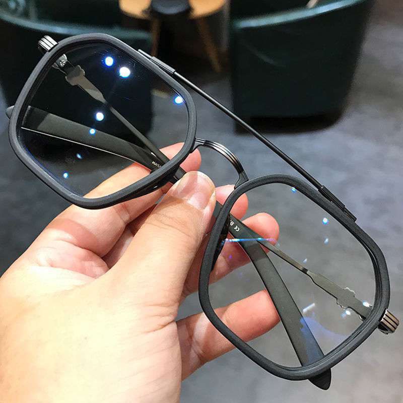 Blue Light Blocking Fashion High-end Glasses Men Optical Clear Glasses Black Square Frame Eyeglasses Anti-radiation