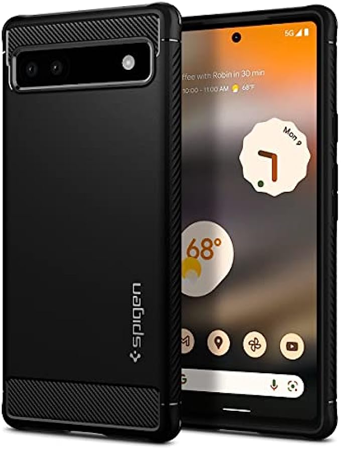 Spigen Rugged Armor Designed for Pixel 6a Case (2022) - Matte Black