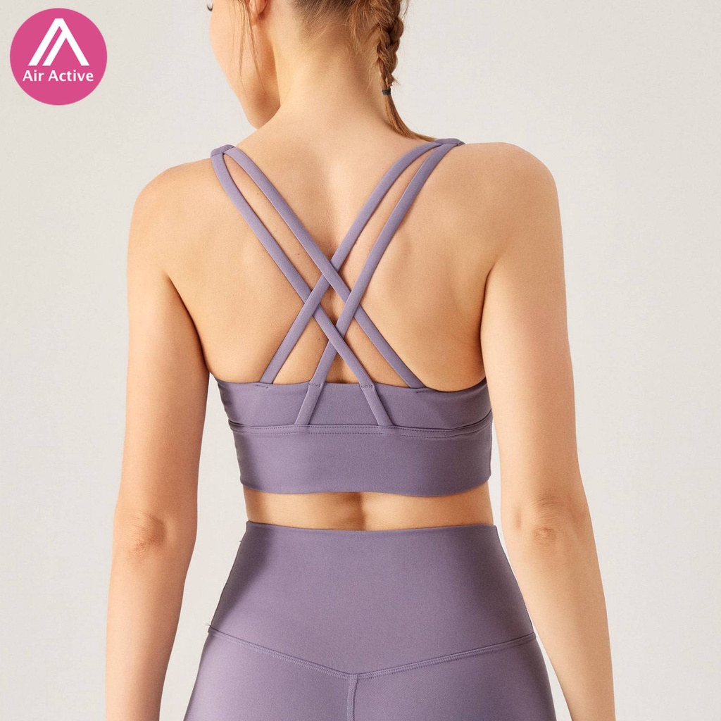 AIR ACTIVE Padded Sports Bra Yoga Bra Gym Bra Buttery Soft Yoga Bra Cross Back Gym Fitness Workout Running