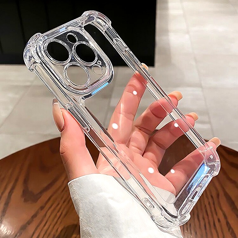 Luxury Clear Silicon Shockproof Case for iPhone 15 14 13 12 11 Pro Max 15 14 Plus XR XS Max 7 8 6s Plus SE 2020 2022 Soft TPU Silicone Case Transparent Back Cover